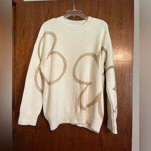 Le Lis Cream Sweater with Tan Floral Design